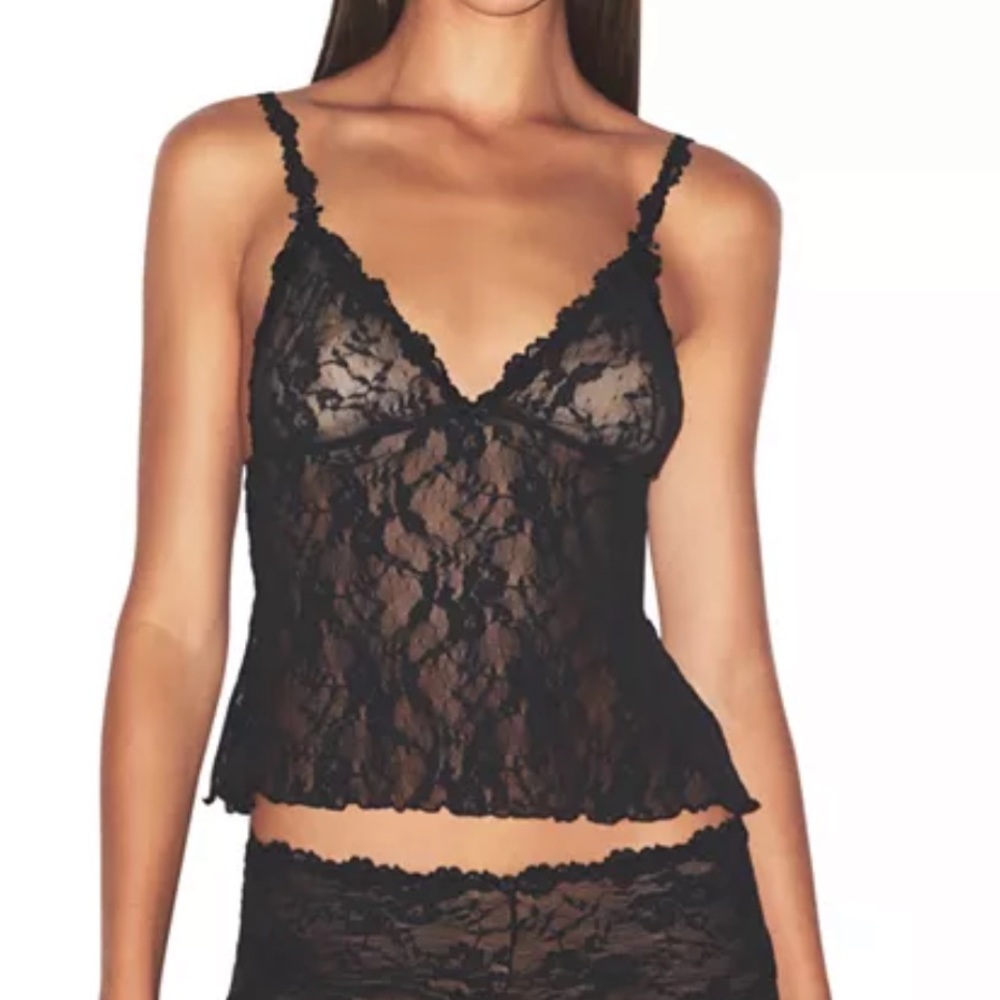 SKIMS Black Lace Sheer Chemise Cami